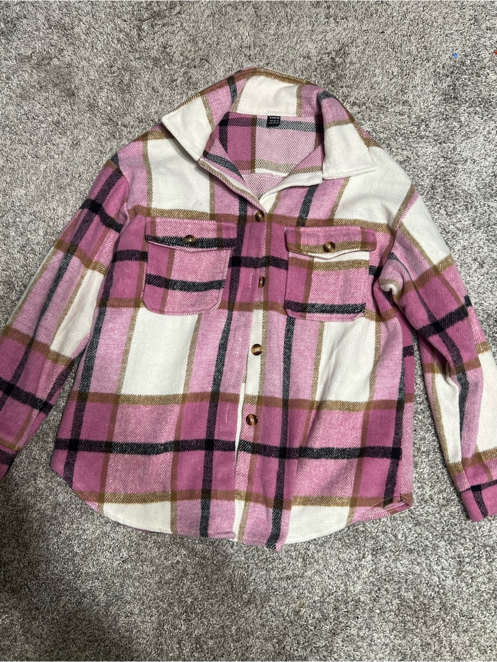 Women’s Pink Plaid Button-Up Flannel